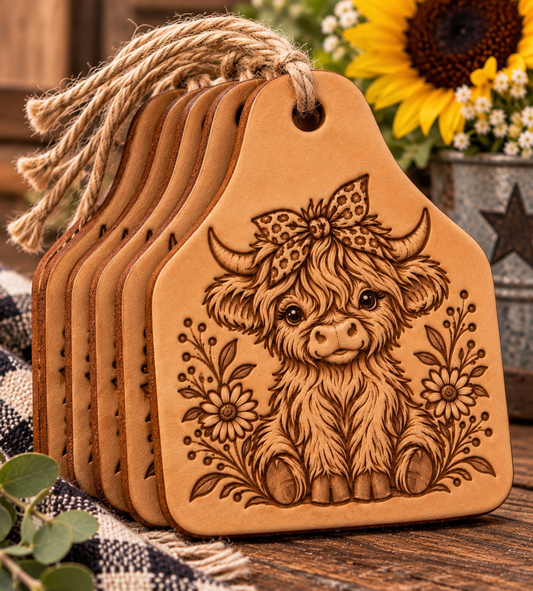 Cutie Cow Tag Leather Freshie