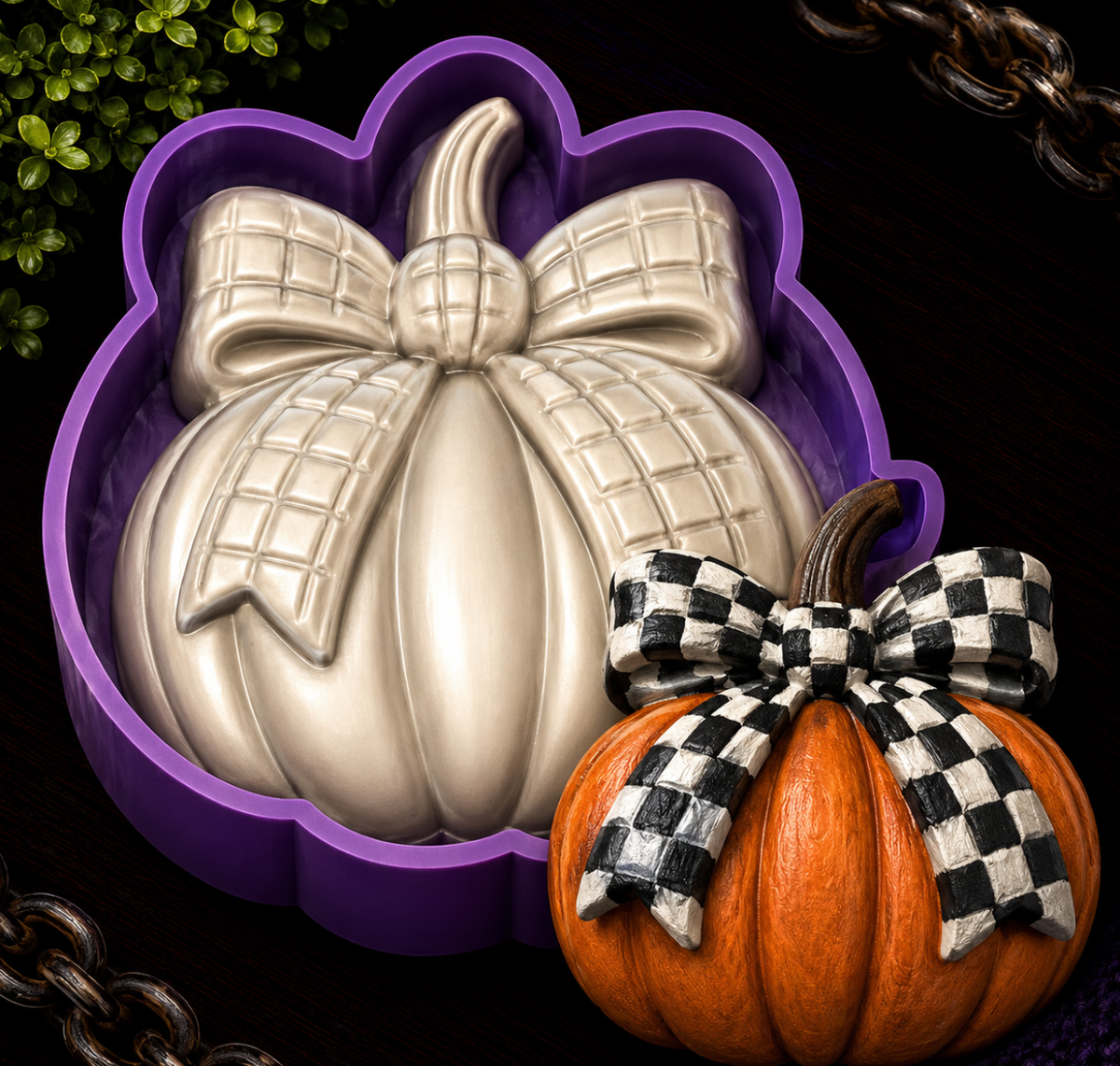 Checkered Pumpkin Freshie Mold