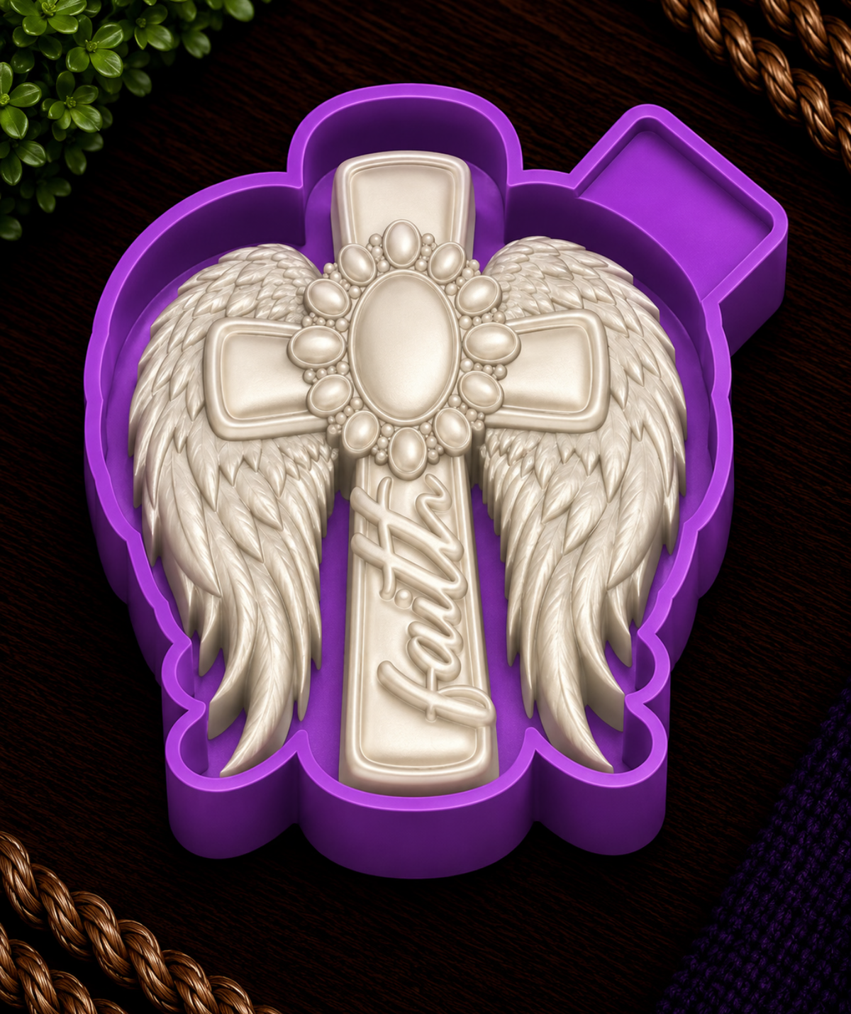 Faith Winged Cross Freshie Mold