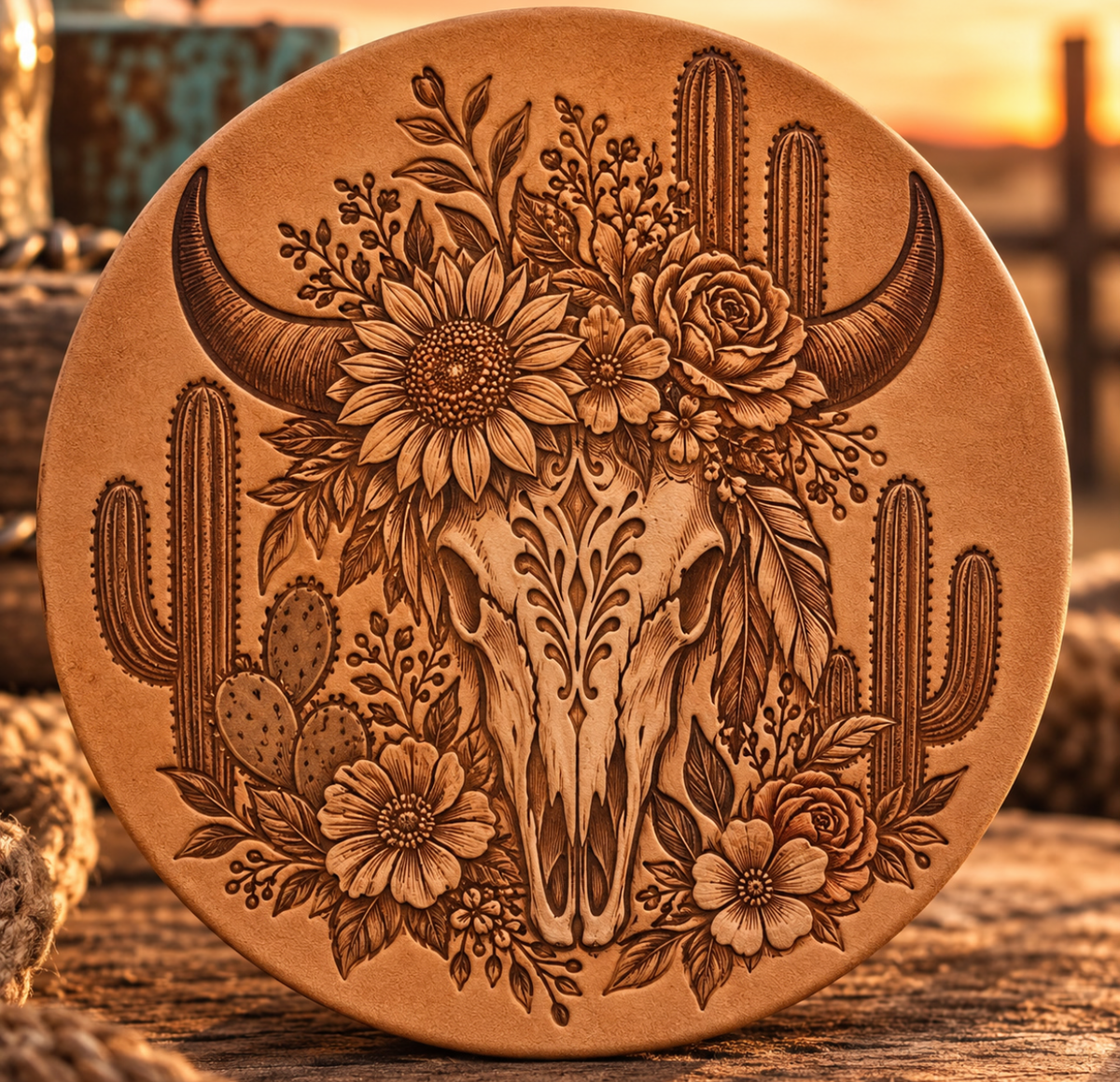 Western Skull Head Leather Freshie