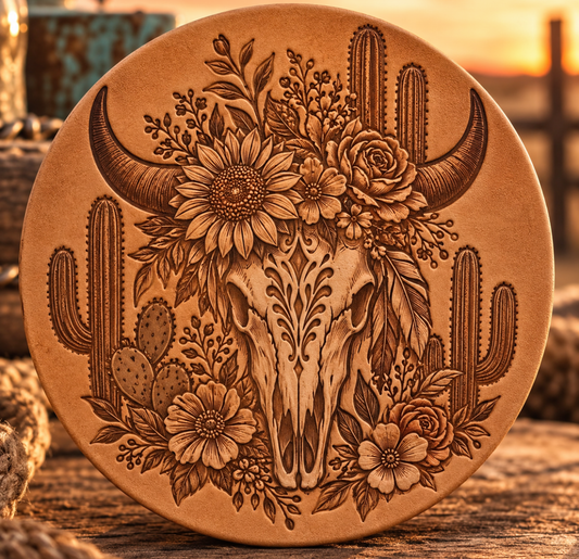 Western Skull Head Leather Freshie