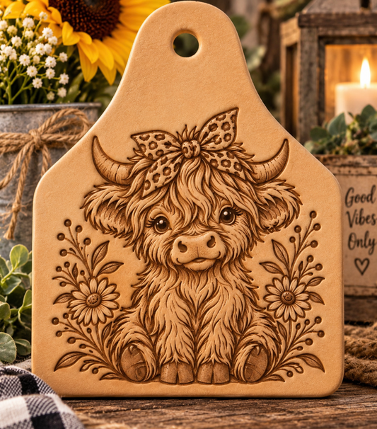 Cutie Cow Tag Leather Freshie