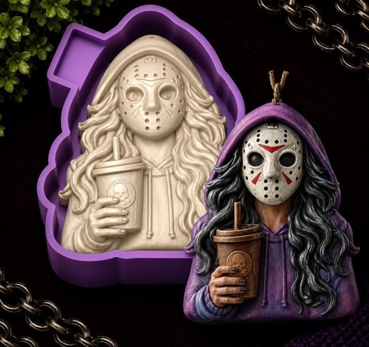 Halloween White Mask Girl Freshie Mold