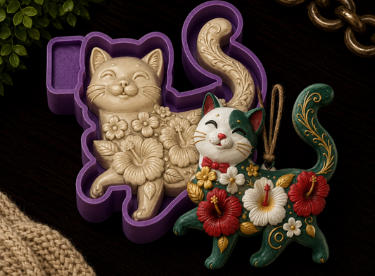 Flowered Kitty Freshie Mold