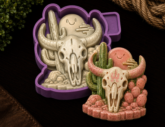 Skull Head with Cactus Freshie Mold