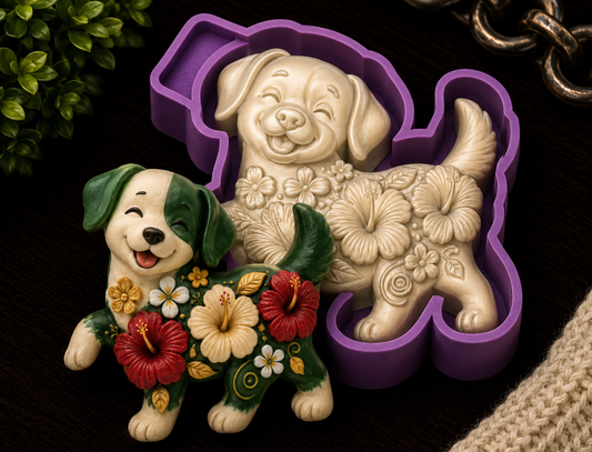 Flowered Dog Freshie Mold